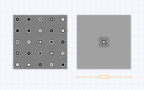 A zone plate reduced with and without anti-aliasing