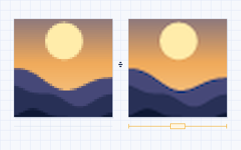 A small crop enlarged four times: nearest neighbour beside Lanczos-3